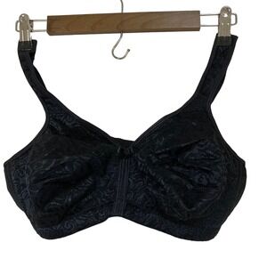 A260367 BREEZIES Wild Rose Seamless Wirefree Support Bra Black 34DD